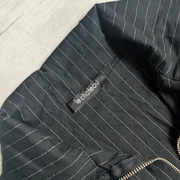Vintage Le Chateau Pinstripe Zip Front Shirt - Picture 2 of 3